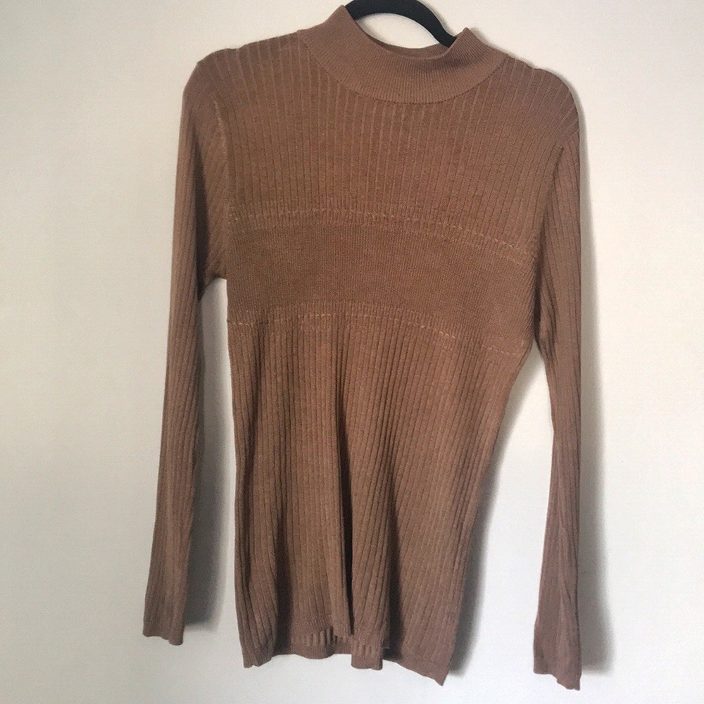 🖤3/15 Brown Mock-Neck Top